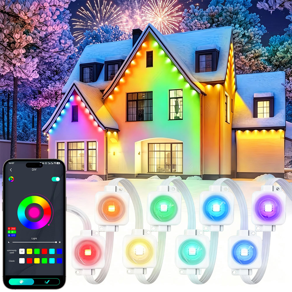 Smart Home Yellow - Luzes de Cordão Inteligentes RGBIC de