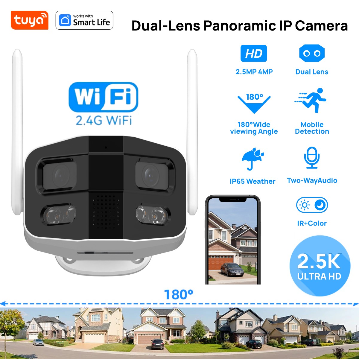 Smart Home Camera Ezviz - Tuya Smart 4MP 2.5K Lente Dupla