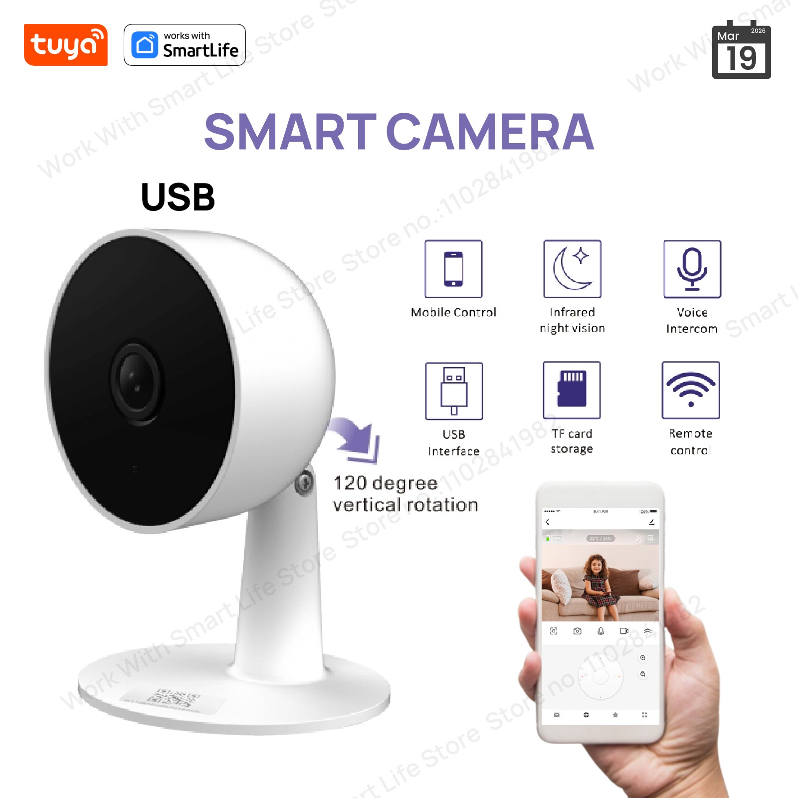 Smart Home Camera Ezviz - Câmera de Segurança Interna Tuya Smart
